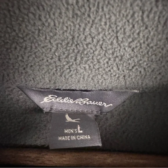 Eddie Bauer 1/4 Zip Long Sleeve Fleece Jacket Men’s Large Jade Green Gray - Picture 6 of 7